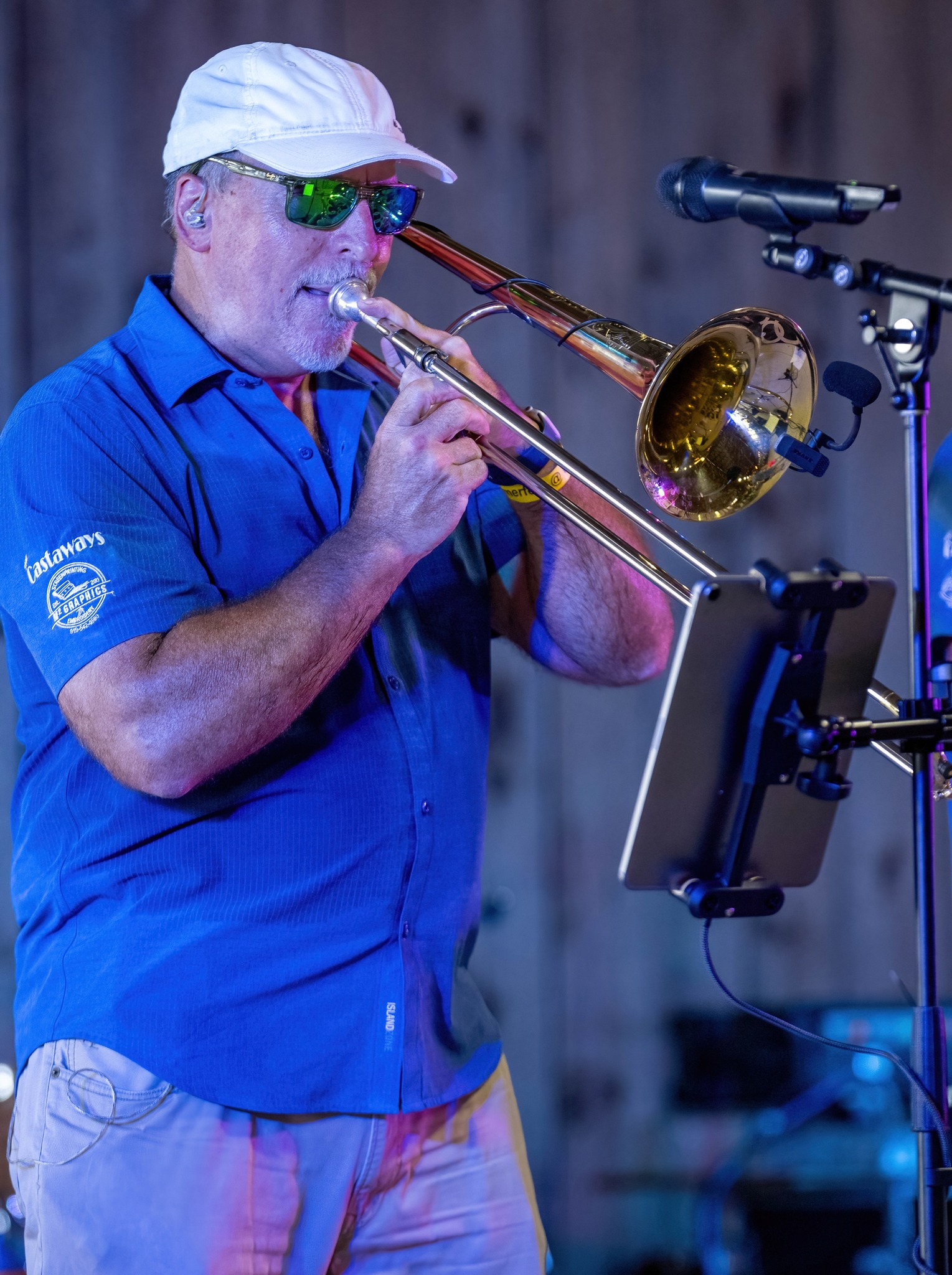 Trombone player performing